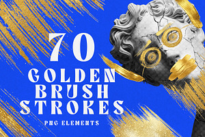 70 Golden Brush Stroke Elements