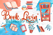 Vintage Books Watercolor Clipart, a Decorative Illustration by RabbitAndPencil (Thumbnail 1 of 12)