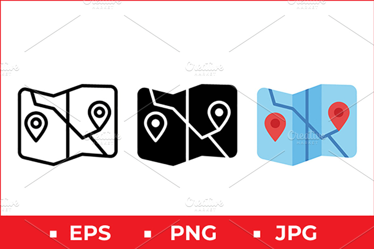 Folded Map Vector Icon Graphic Set, a Solid Icon by Artonix (Photo 1 of 2)