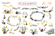Festive Winter Florals, an Illustration by plaidGecko (Thumbnail 2 of 4)