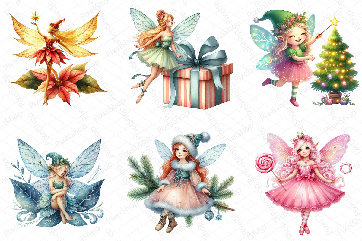 Fantasy Christmas Fairy Clipart Bund, an Illustration by DreamPrint404 (Photo 2 of 4)