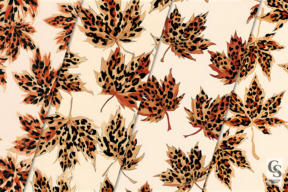 Leopard Print Maple Leaves Pattern, a Pattern Graphic by Creative Store (Photo 2 of 5)