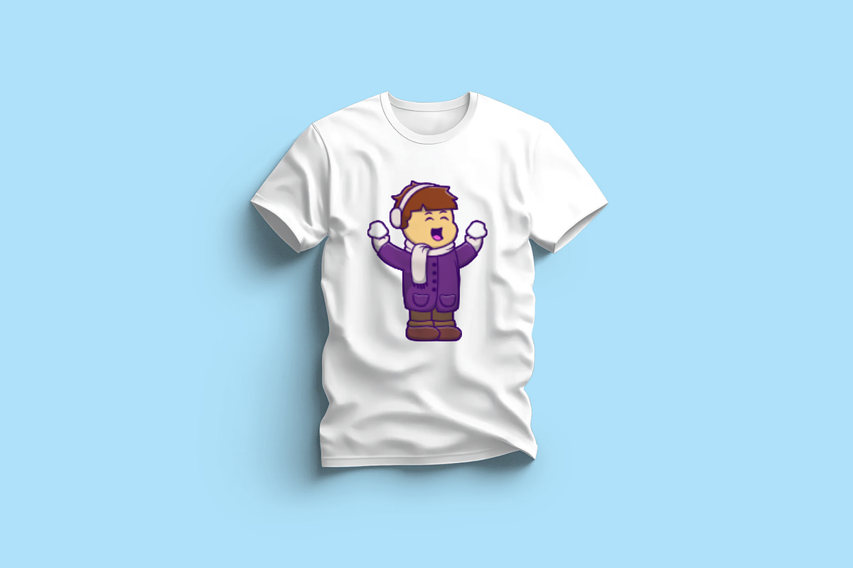 Cute Boy Holding Snow Cartoon, a Person Illustration by Artstorystudio (Photo 3 of 3)