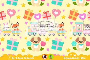 Baby Shower Train Adventure Seamless, a Background Graphic by K.JackArtwork