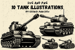 Tank Illustration Bundle SVG PNG, a Technology Illustration by Ray Crimson