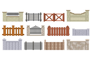 8 bit fences. Pixel retro game, an Animal Illustration by YummyBuum