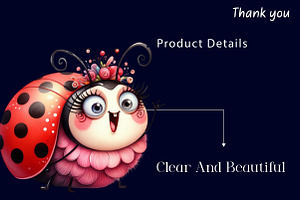 Funny Ladybug Sublimation Clipart