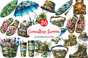 Camouflage Summer Clipart Bundle, an Illustration by Watercolor design (Thumbnail 1 of 4)