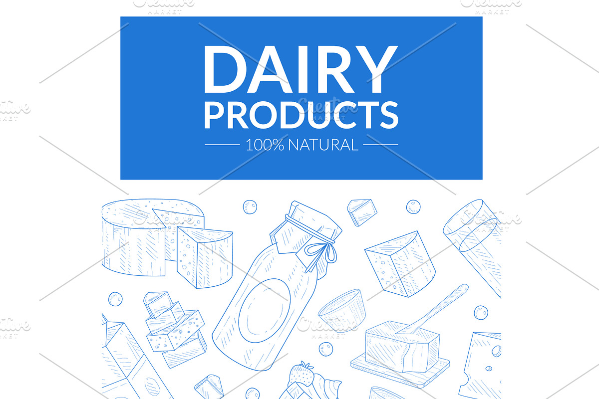 Dairy Products Banner Template, a Food Illustration by TopVectors