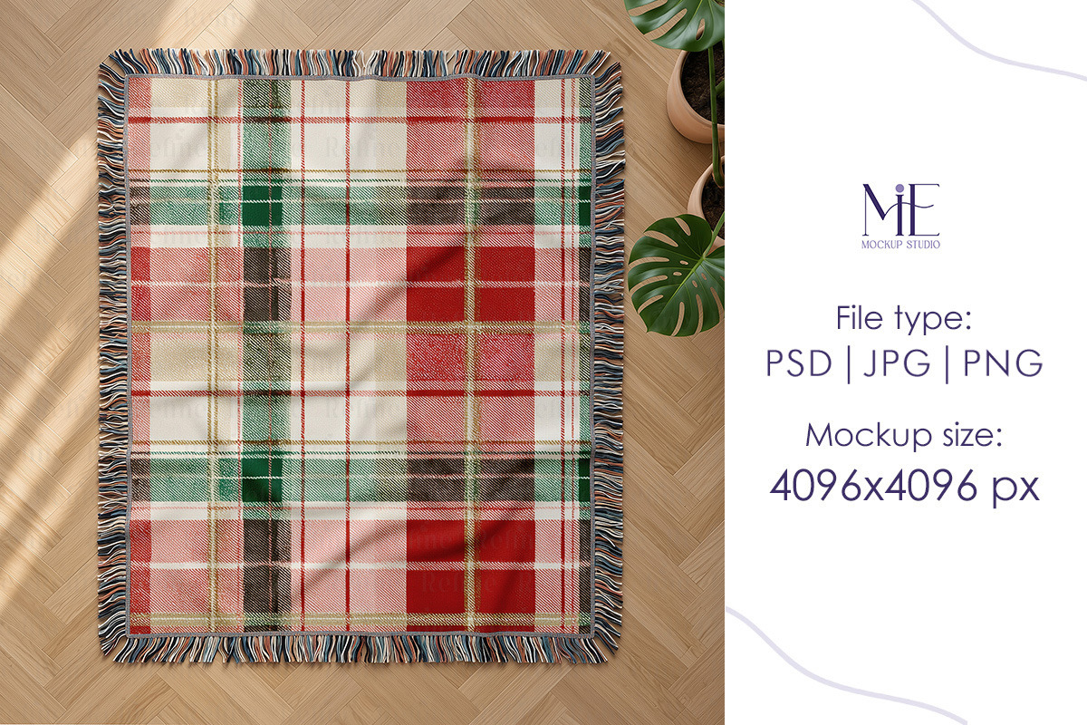 Woven Throw Blanket POD Mockup Canva, a Household Mockup by Mie Mockup Studio (Photo 3 of 10)