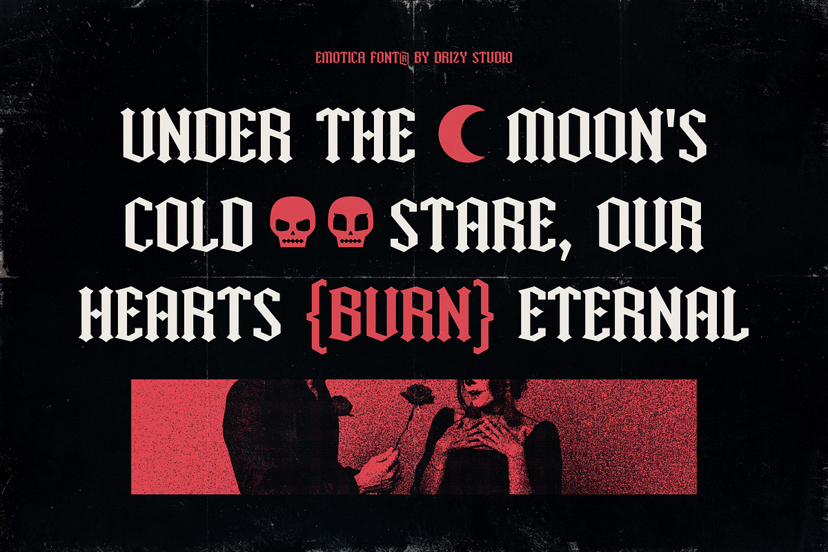 Emotica – Blackletter Romance Font, a Serif Font by Drizy (Photo 2 of 10)