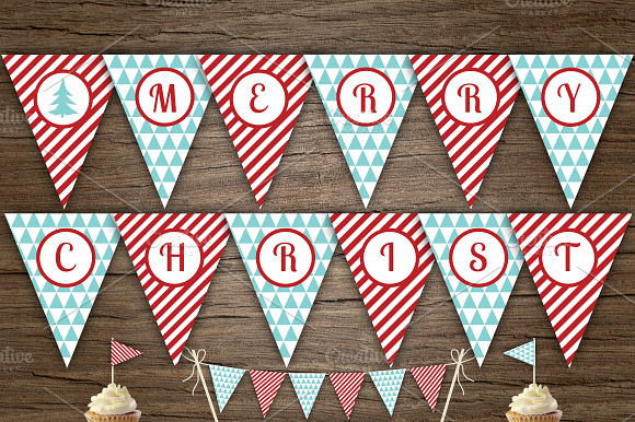 Aqua Red Merry Xmas Banner preview 6