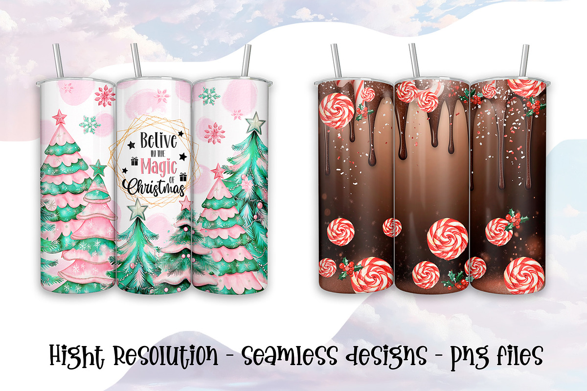 4 Christmas Tumbler Designs Bundle, a Pattern Graphic by TumblerArtDS (Photo 3 of 3)