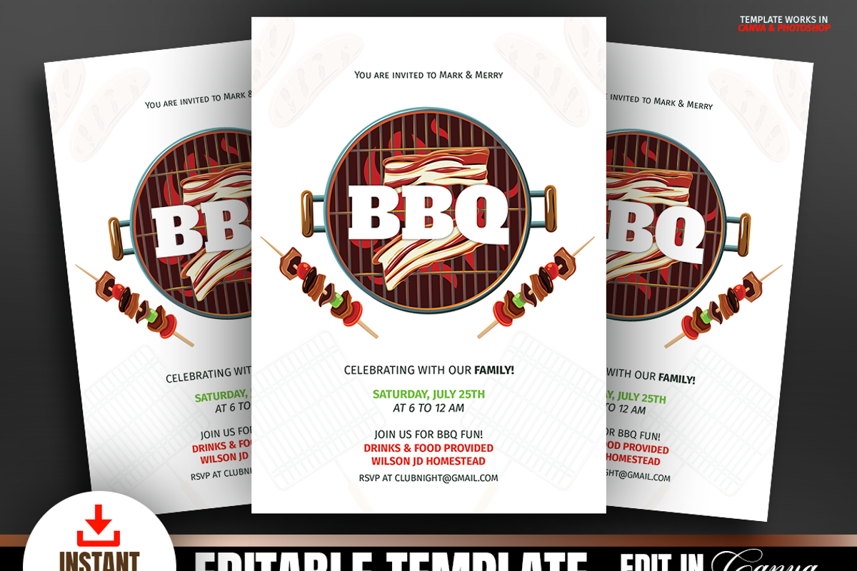 Summer Night BBQ Party Invitation, a Flyer Template by Madhabi Studio (Photo 1 of 2)