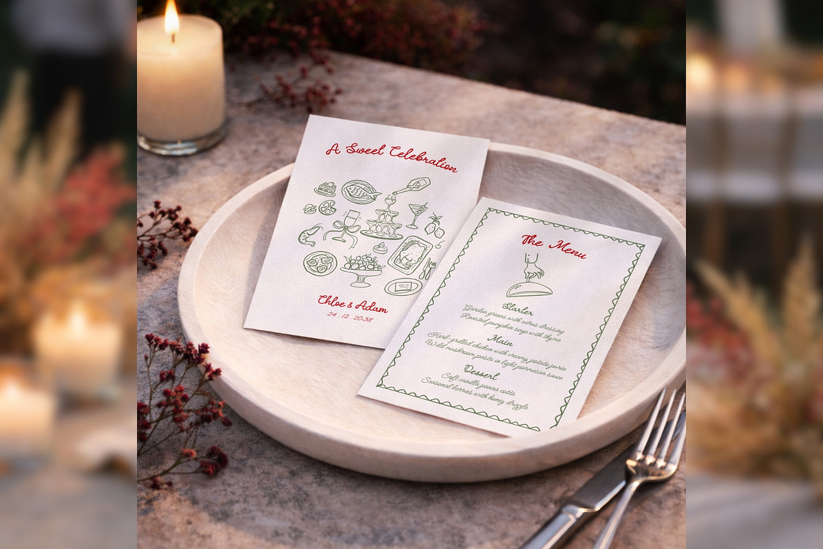 Wedding Menu Canva Template bd003, a Card Template by TyphoonStudio (Photo 1 of 8)