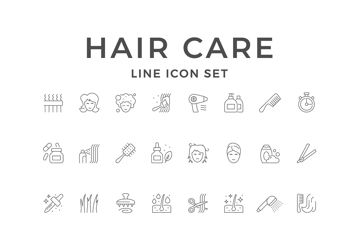 Set line icons of hair care, an Outline Icon by motorama (Photo 1 of 2)