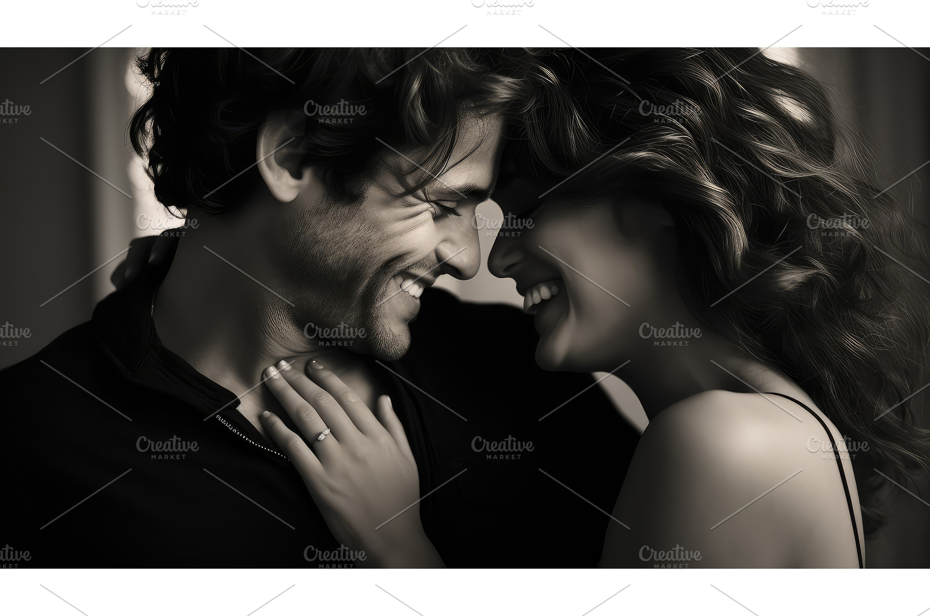 love happy face black and white ai, a Person Photo by pikepicture