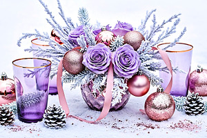 Elegant Winter Holiday Purple Rose, a Holiday Photo by Rafoz