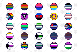 25 Outline Pride Flag Round Icons