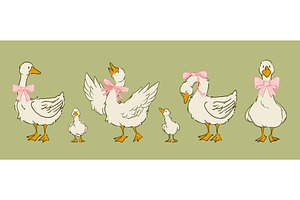 Cute cottagecore goose characters, an Animal Illustration by art PVP - market