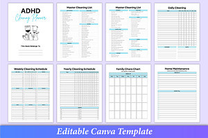 2024 ADHD Cleaning Planner Canva KDP