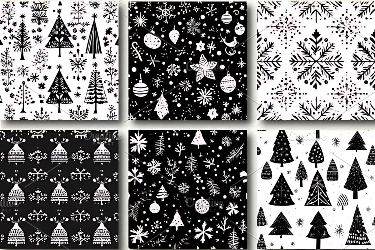 Black and White Christmas Patterns, a Pattern Graphic by Design Station (Photo 2 of 5)