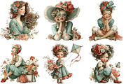 Whimsical Summer Girls Clipart, an Illustration by DreamArtGraphic (Thumbnail 5 of 5)