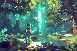 Exploring a magical forest with glowing lights and fantasy atmosphere, a Photo by AS photostudio