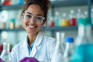 Female scientist working in laborato, a Health & Medical Photo by angellodeco