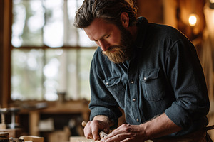 Focused bearded carpenter, an Industrial Photo by MistyDay