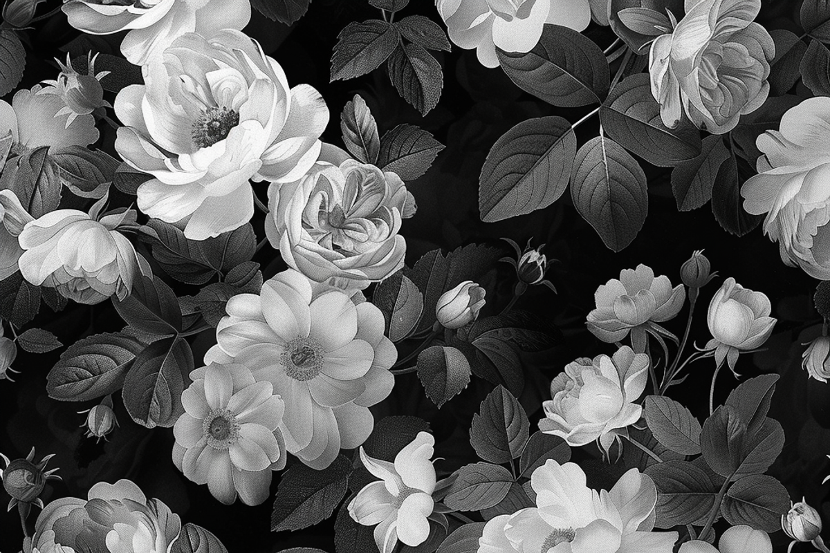 Vintage Black White Flowers, a Background Graphic by Printable Treasure (Photo 3 of 8)