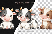 15 Bundle Watercolor Baby Cow Milk, an Animal Illustration by Morspective (Thumbnail 2 of 8)