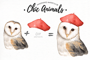 Chic Animals Watercolor Clip Art, an Animal Illustration by everysunsun (Thumbnail 5 of 5)