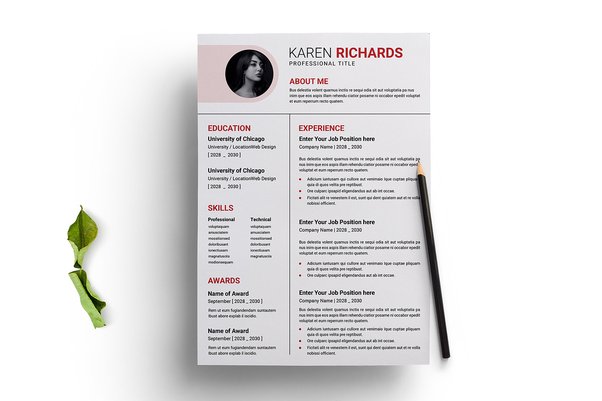 Simple Resume Template, a Resume Template by evgenystudio (Photo 4 of 4)