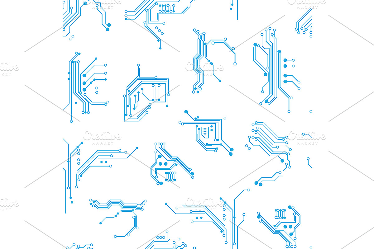 Circuit Board Elements Thin Line Set, an Object Illustration by ...