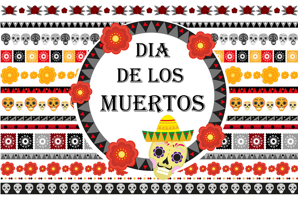 Dia de los muertos brushes-borders