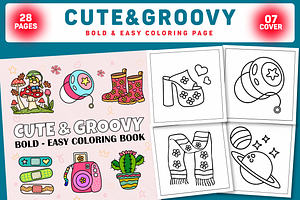 Cute Groovy Coloring Book Vol- 04, a Decorative Illustration by Coco Bloom