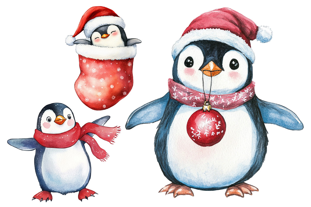 Christmas Penguin Clipart, a Graphic by CitraGraphics (Photo 4 of 4)