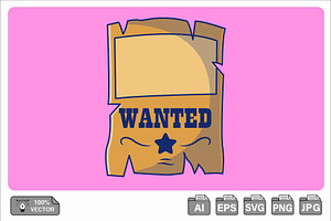 Cowboy Wanted Cartoon Vector, an Object Illustration by Artstorystudio