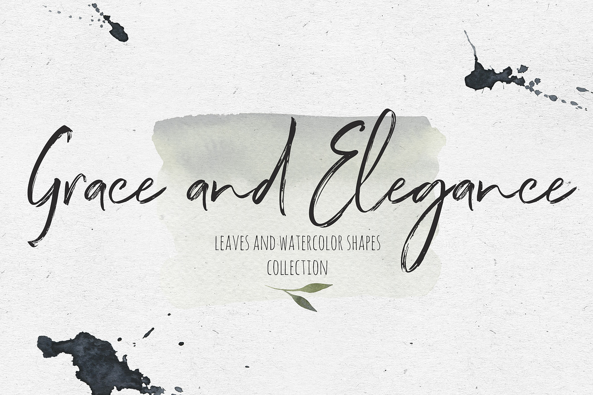 Leaves and watercolor shapes, a Decorative Illustration by Maria's little shop (Photo 1 of 10)
