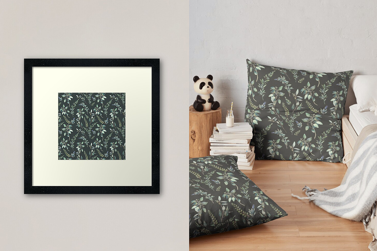 Eucalyptus watercolor pattern, a Pattern Graphic by Eisfrei (Photo 5 of 5)