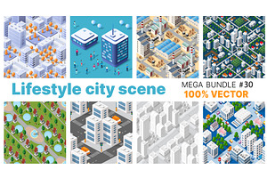The city's lifestyle scene set 3D, a Person Illustration by AlexZeL
