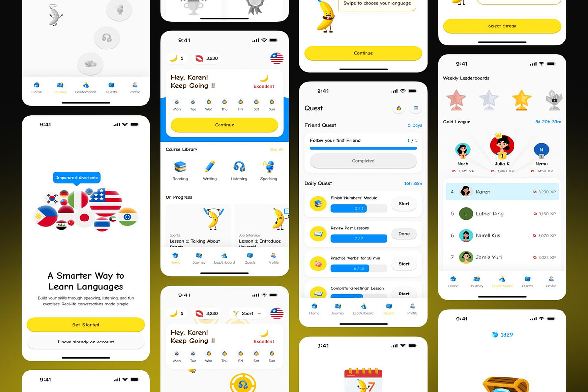 Banano Language Learning App UI Kit, an UI Kit Template by Lumina_ui_ux202 (Photo 6 of 8)