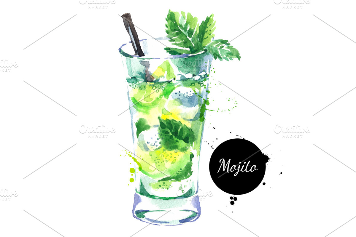 Cocktails Watercolor Vector Set, a Food Illustration by Elena Pimonova (Photo 2 of 5)