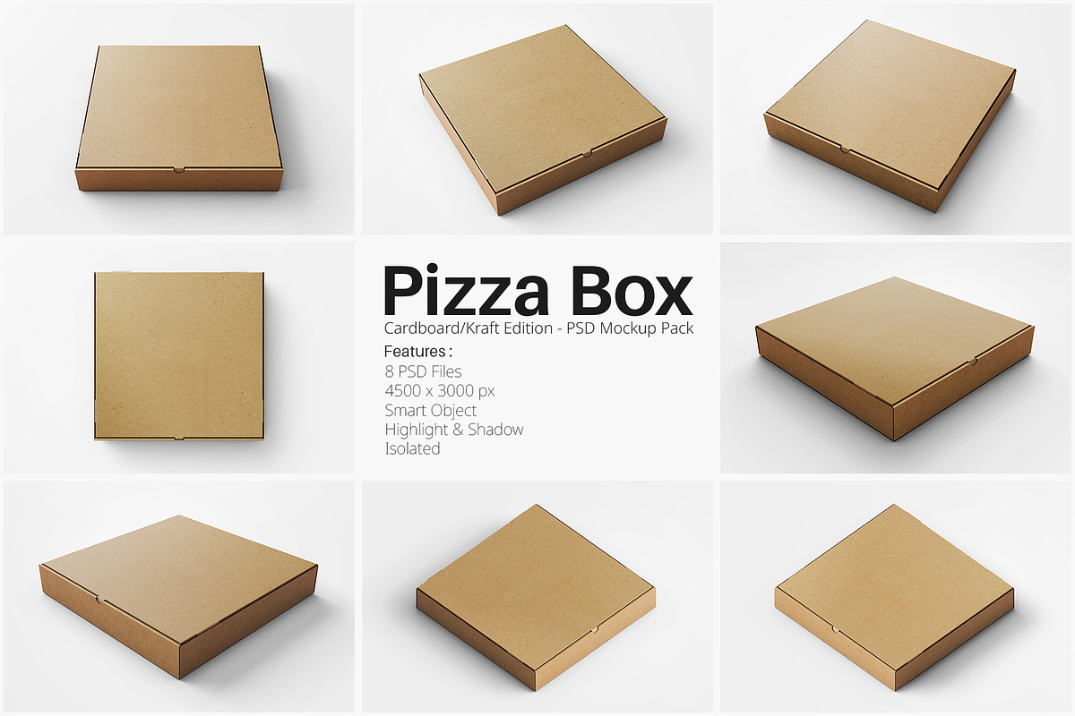 Cardboard Pizza Box Mockup Pack, a Mockup by Remnand Studio (Photo 2 of 12)
