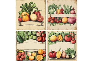 Vegetables cartoon vector set, a Food Illustration by Onyx