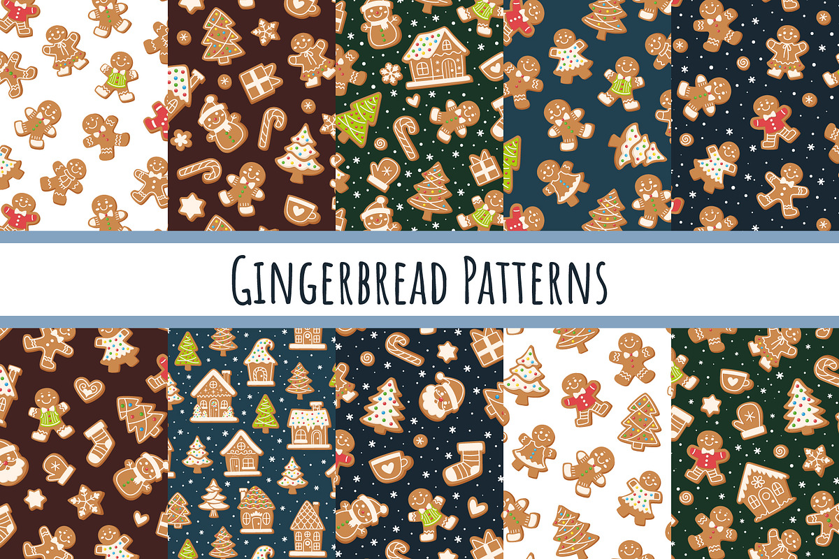 Christmas Gingerbread Pattern Set, a Pattern Graphic by Barsuk's Shop (Photo 1 of 10)
