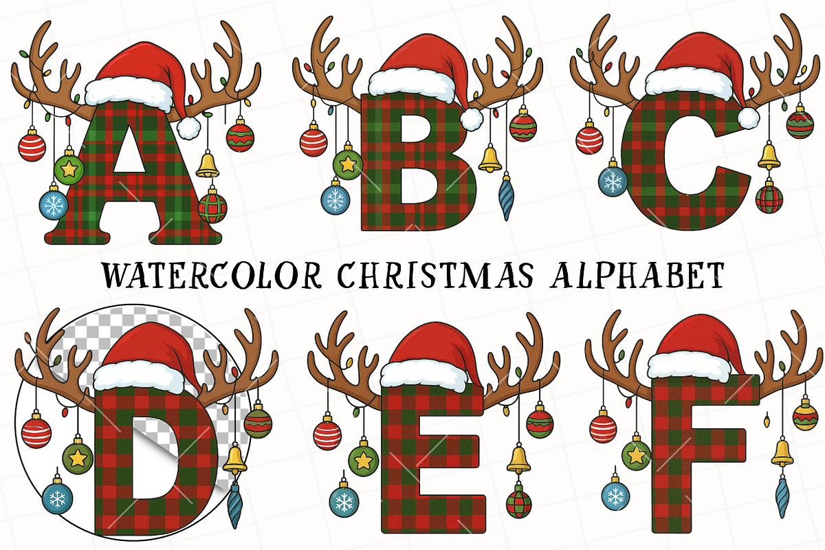 Watercolor Christmas Alphabet, an Illustration by OK Design (Photo 3 of 7)