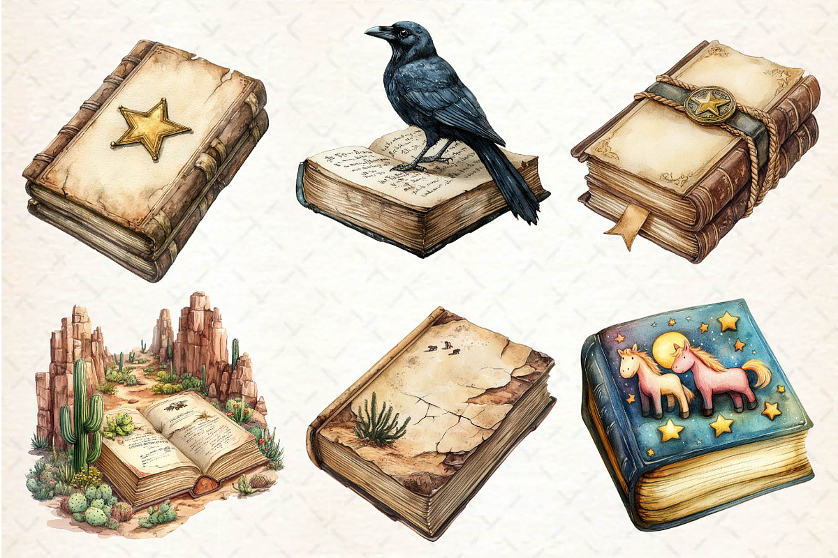 Watercolor Western Books Clipart, an Illustration by Dream Creation (Photo 7 of 7)