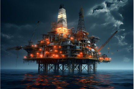 Gas oil rig platform. Generate Ai, an Industrial Photo by Ylivdesign
